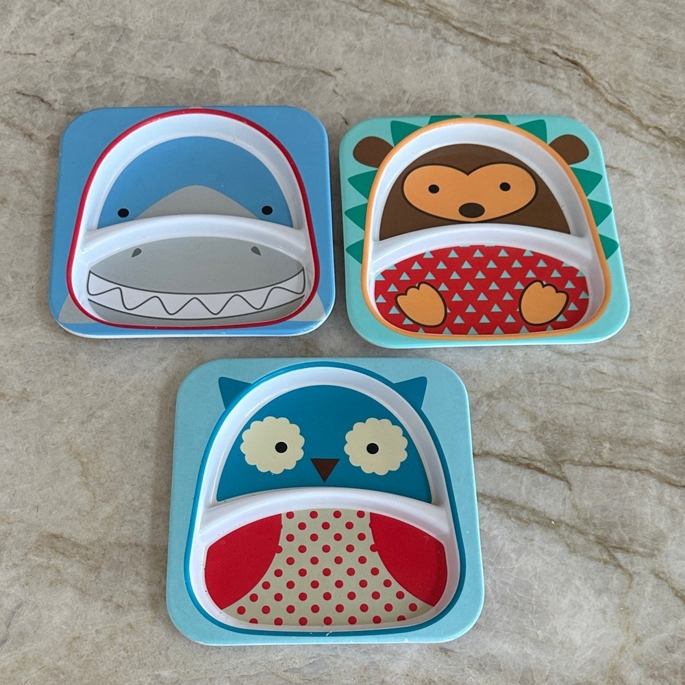 Skip Hop Animal Plate Set - Blue, Red, Brown